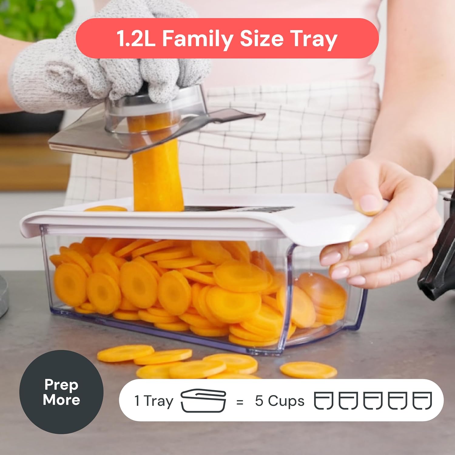 Fullstar Mandoline Slicer 6-in-1 – Space-Saving Kitchen Replacement for Cluttered Counters, Slim White Design with Catch Tray
