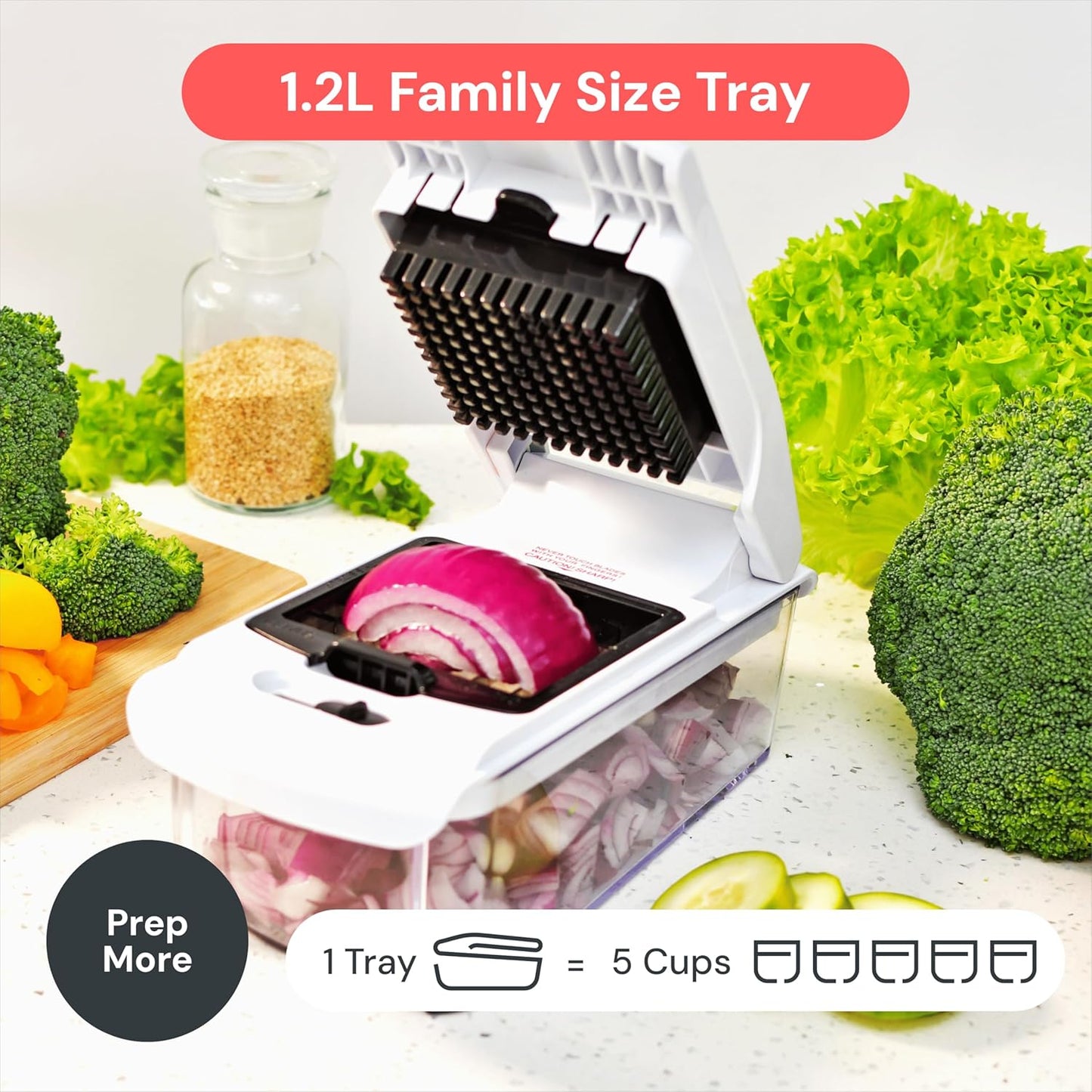 Fullstar The Original Pro Chopper – Compact White Vegetable Dicer for Small Apartments and Clean Countertops, 4-in-1 Slicer