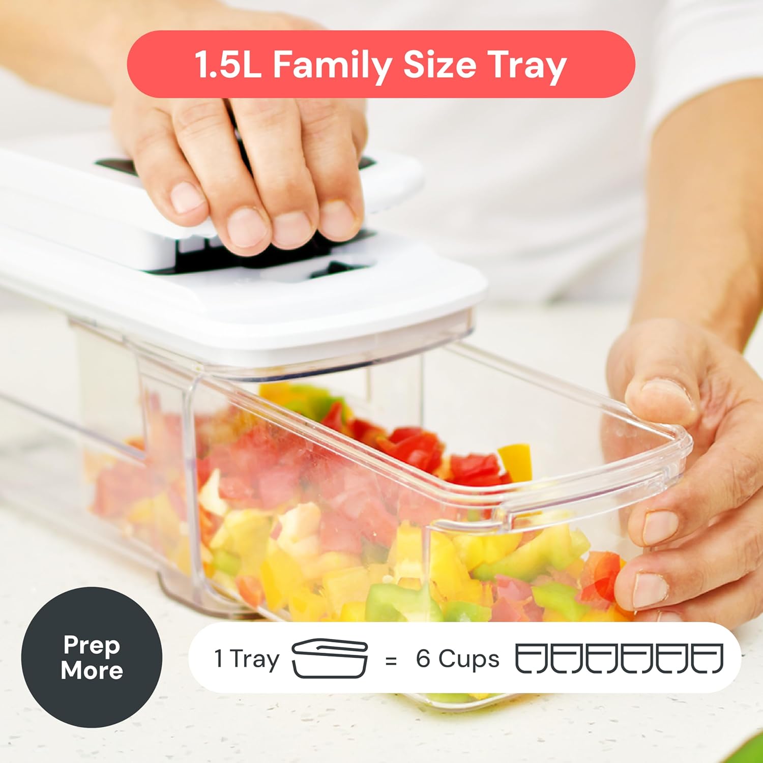 Fullstar XL Vegetable Chopper – All-in-One Mandoline Replacing 4 Gadgets, Compact Black & White Slicer