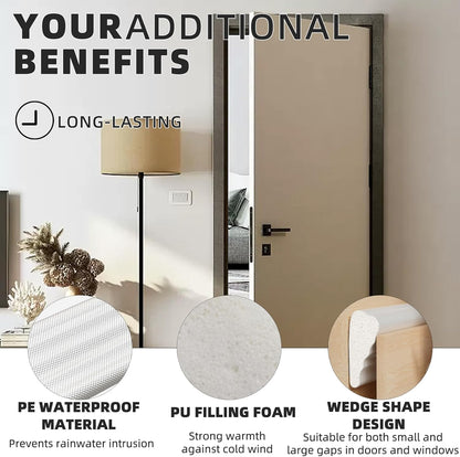 Furinno Wedge Weather Stripping – Sleek White Trim Seal for Modern Living Room Windows, Self-Adhesive Foam