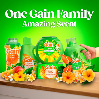 Gain Flings Liquid Laundry Pacs for Aromatherapy Self-Care Rituals, Island Fresh All Day Scent Capsules and Febreze Odor Defense Pods