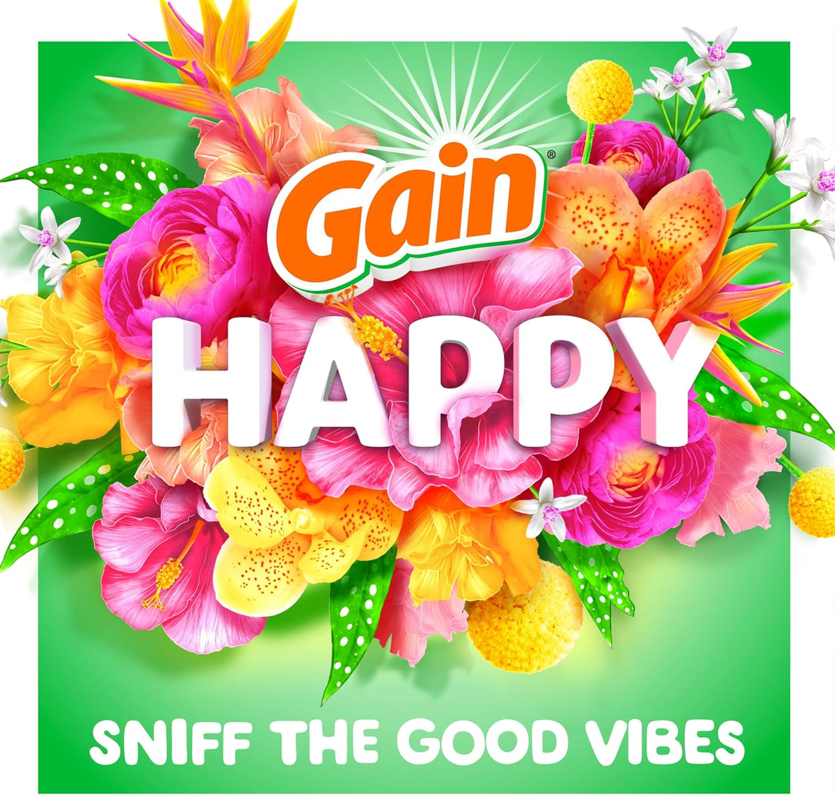 Gain In-Wash Laundry Scent Booster Beads Happy 24 oz Child Friendly Long Lasting Freshness for Baby Clothes and School Uniforms