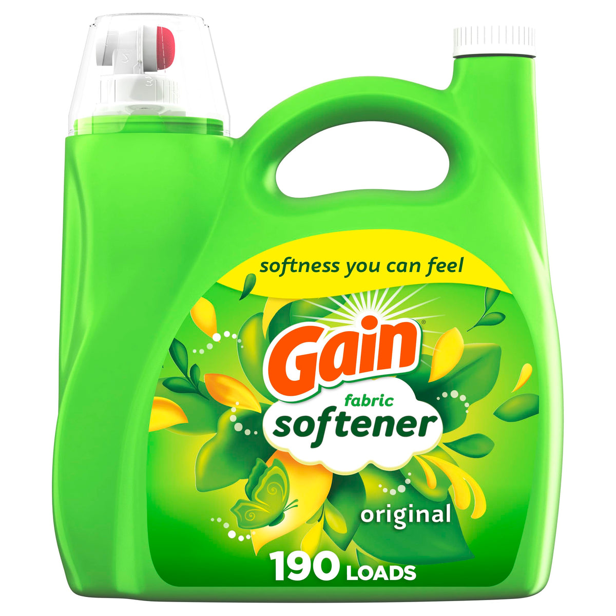 Gain Liquid Fabric Softener, Original Scent, 140 FL OZ, 190 Loads, Liquid Fabric Softener For Soft, Fresh Laundry