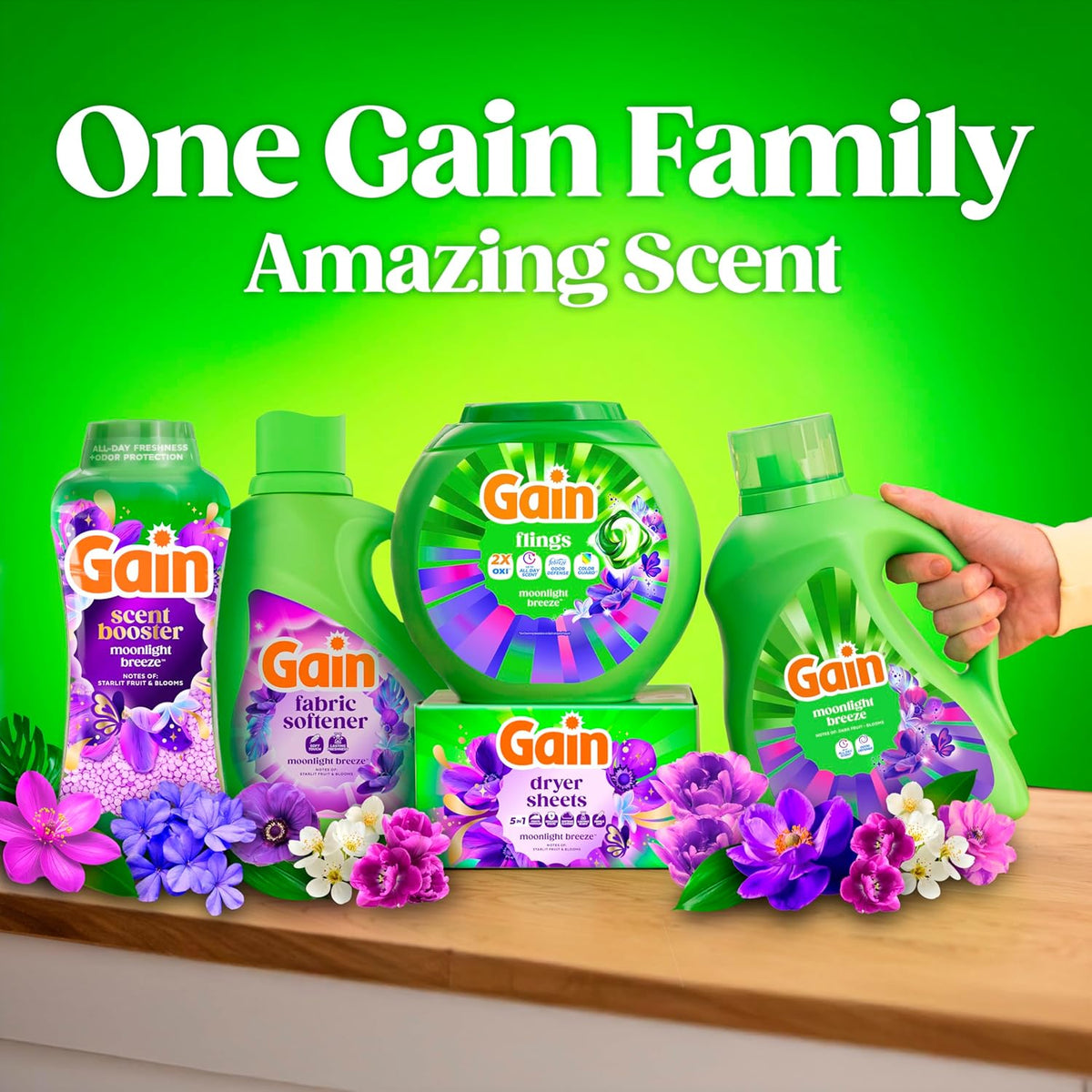 Gain Odor Defense Liquid Detergent, Moonlight Breeze Aroma – Bulk Family Laundry Soap for School Clothes and Towel Storage, 177 fl oz, 134 Loads