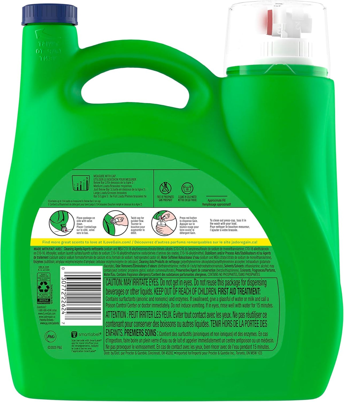 Gain Odor Defense Liquid Detergent, Moonlight Breeze Aroma – Bulk Family Laundry Soap for School Clothes and Towel Storage, 177 fl oz, 134 Loads