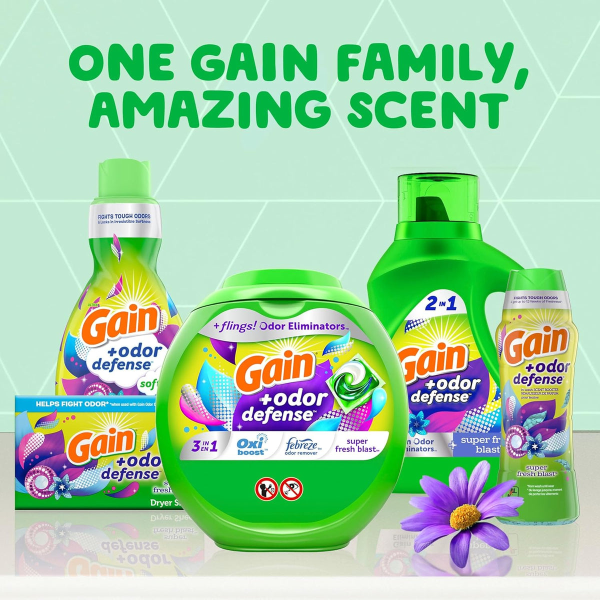 Gain Super Fresh Blast 2 in 1 Odor Defense Laundry Detergent Liquid 194 fl oz HE Compatible, Odor Fighting Laundry Soap for Playroom and Kids Clothes