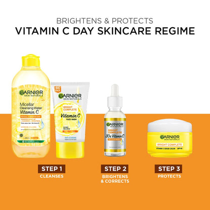 Garnier Bright Complete Vitamin C Booster Face Serum, 30ml – Premium Brightening Serum for an Elevated Vanity Display