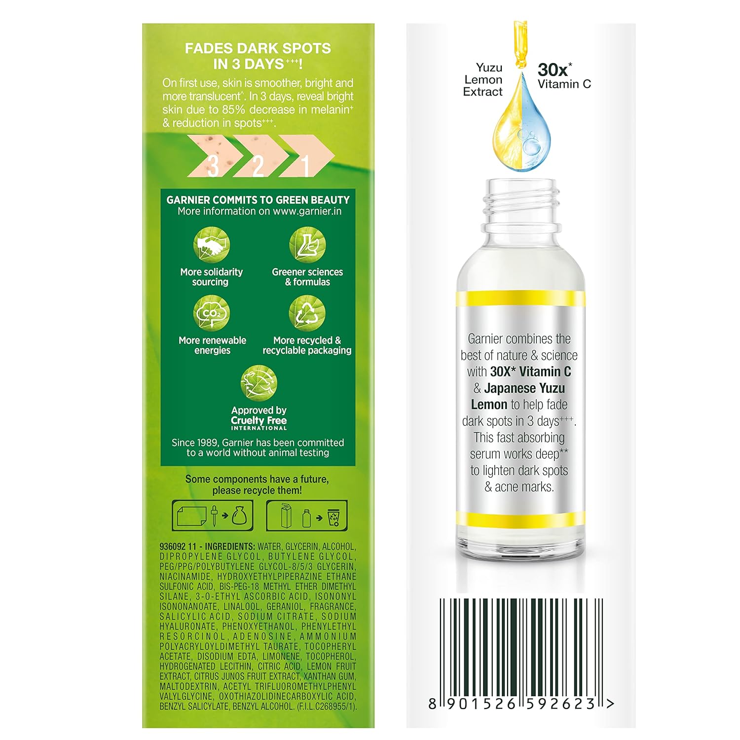 Garnier Bright Complete Vitamin C Booster Face Serum, 30ml – Premium Brightening Serum for an Elevated Vanity Display