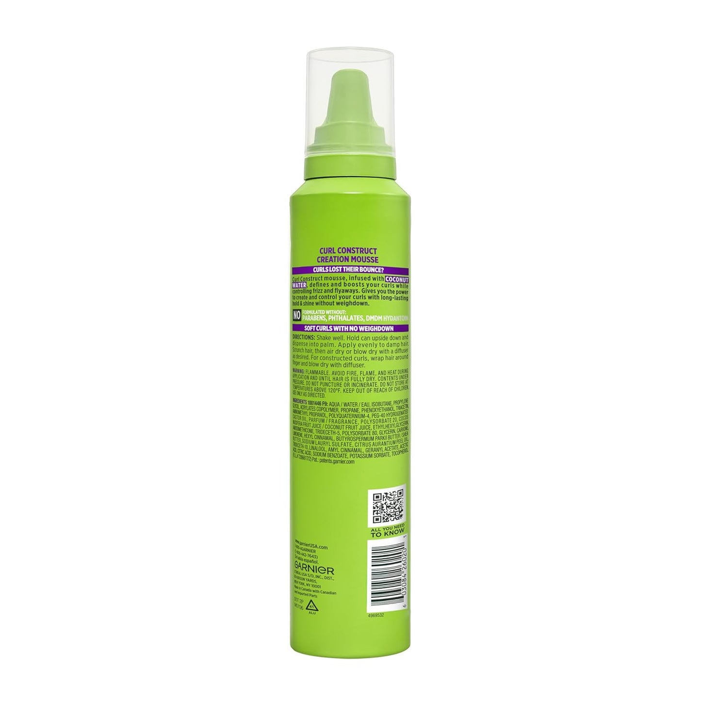 Garnier Fructis Curl Construct Creation Mousse – Premium Curl-Defining Mousse, Salon-Quality Hold, Elegant Home Styling