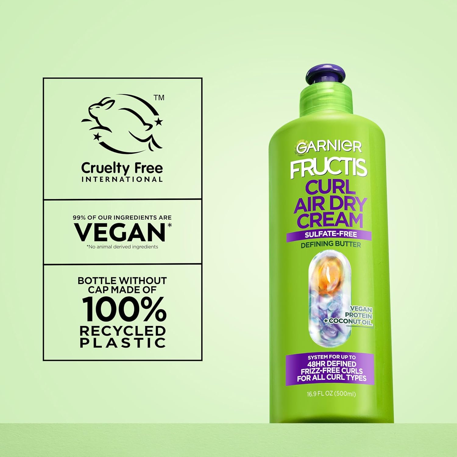 Garnier Fructis Curl Nourish Air Dry Cream – Unscented Leave-In Conditioner for a Clean, Clutter-Free Vanity