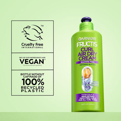 Garnier Fructis Curl Nourish Air Dry Cream – Unscented Leave-In Conditioner for a Clean, Clutter-Free Vanity