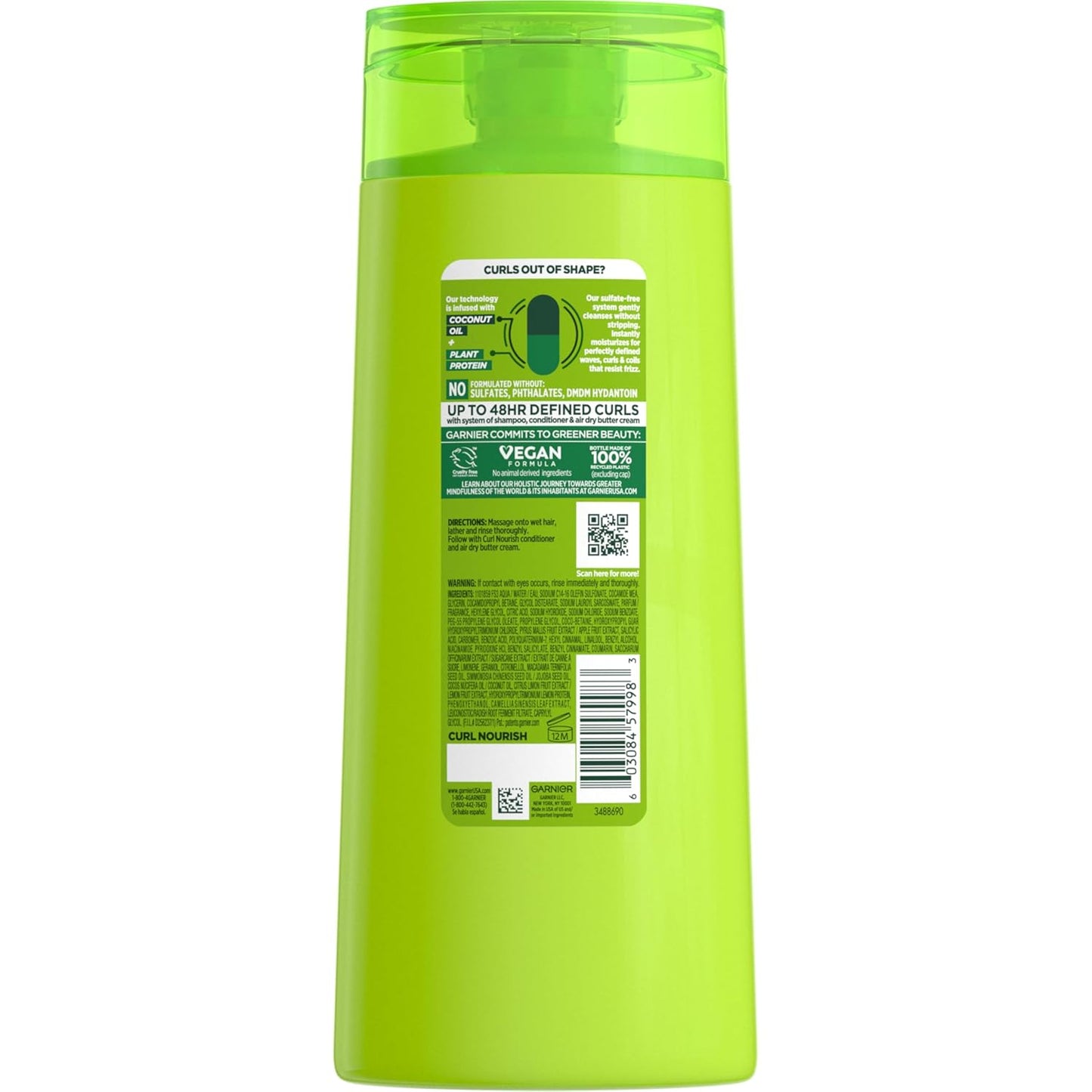 Garnier Fructis Curl Nourish Shampoo – Thoughtful Birthday Gift for Women with Curly Hair, 48HR Frizz-Free Definition