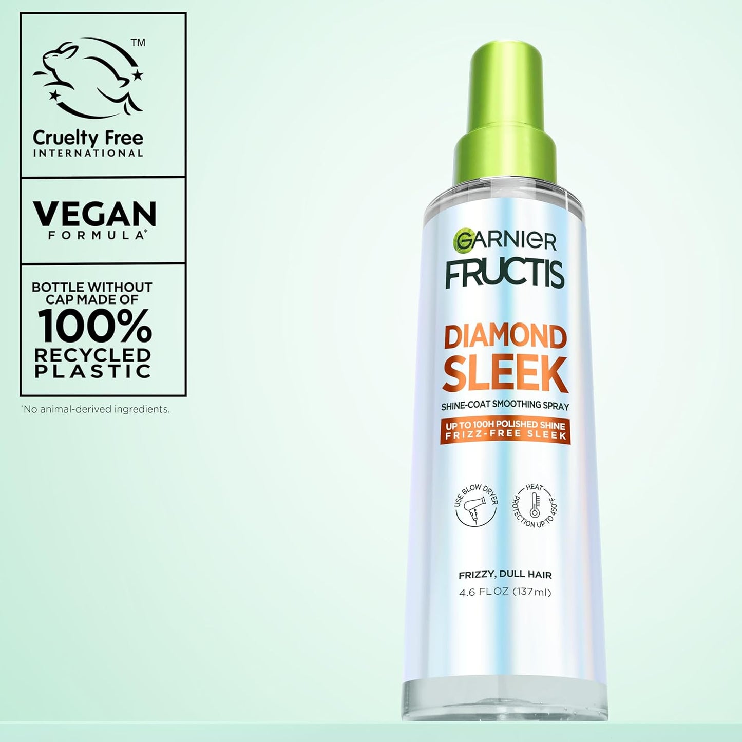 Garnier Fructis Diamond Sleek Hair Shine Spray – Mindful Self-Care Ritual for Frizz-Prone Hair, Vegan Keratin and Argan Oil