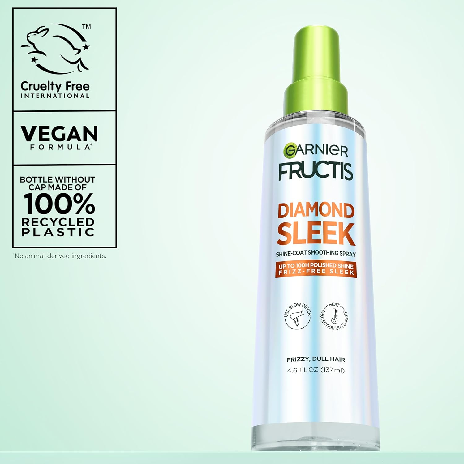 Garnier Fructis Diamond Sleek Hair Shine Spray – Mindful Self-Care Ritual for Frizz-Prone Hair, Vegan Keratin and Argan Oil
