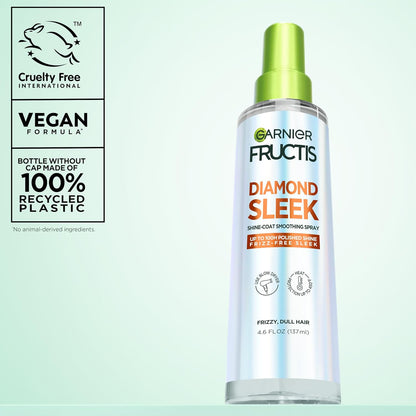 Garnier Fructis Diamond Sleek Hair Shine Spray – Mindful Self-Care Ritual for Frizz-Prone Hair, Vegan Keratin and Argan Oil