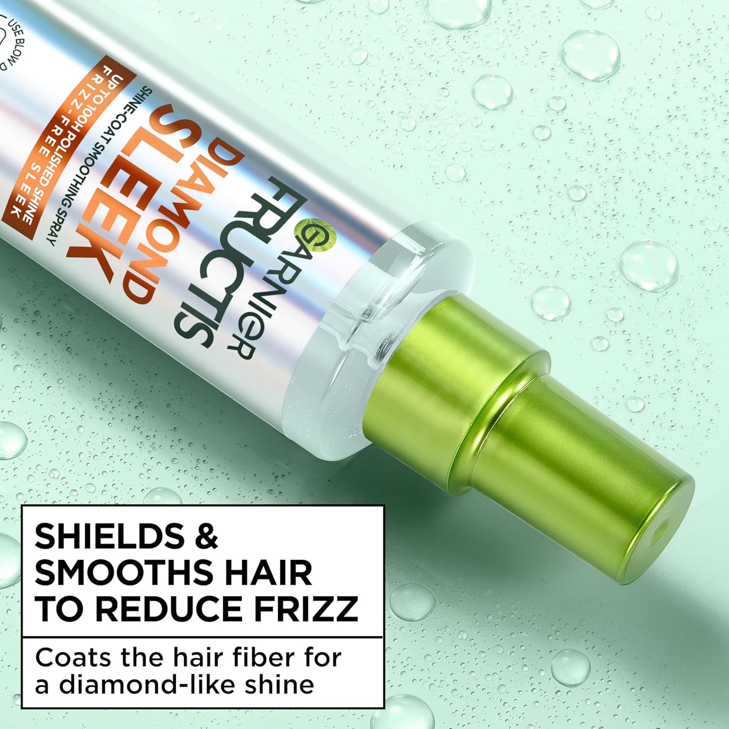 Garnier Fructis Diamond Sleek Hair Shine Spray – Mindful Self-Care Ritual for Frizz-Prone Hair, Vegan Keratin and Argan Oil