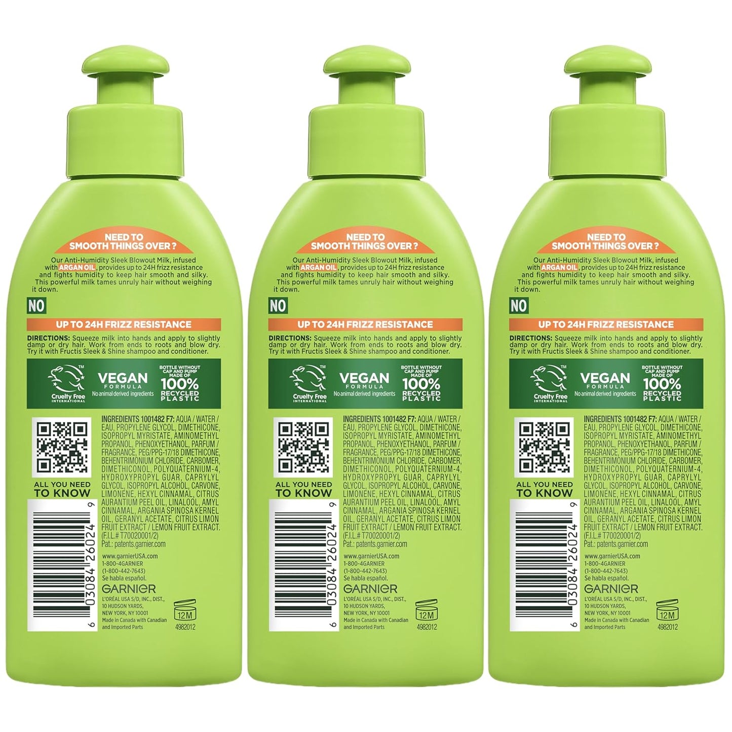 Garnier Fructis Premium Anti-Humidity Smoothing Milk with Moroccan Argan Oil – Salon-Quality Haircare