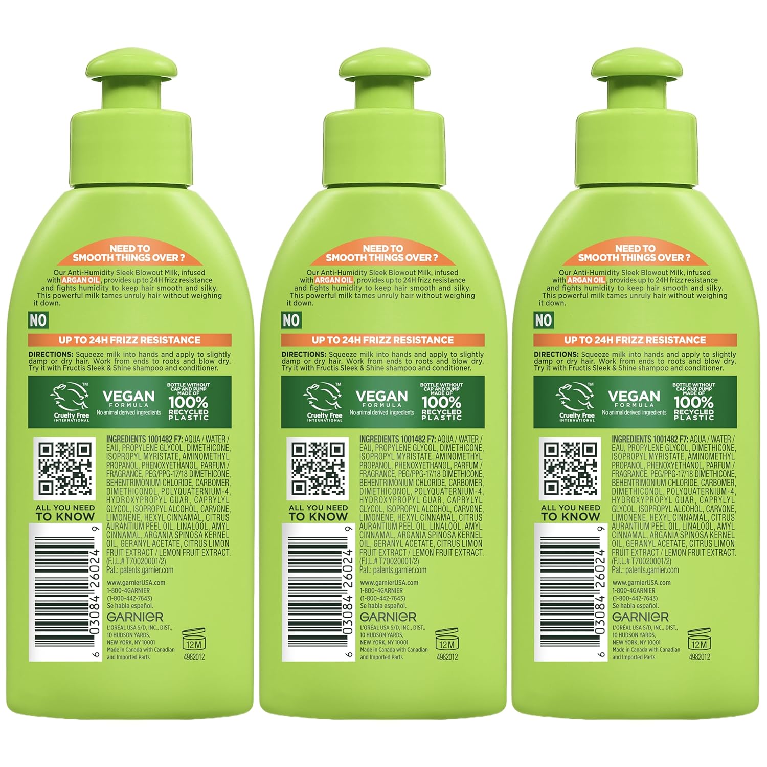 Garnier Fructis Premium Anti-Humidity Smoothing Milk with Moroccan Argan Oil – Salon-Quality Haircare