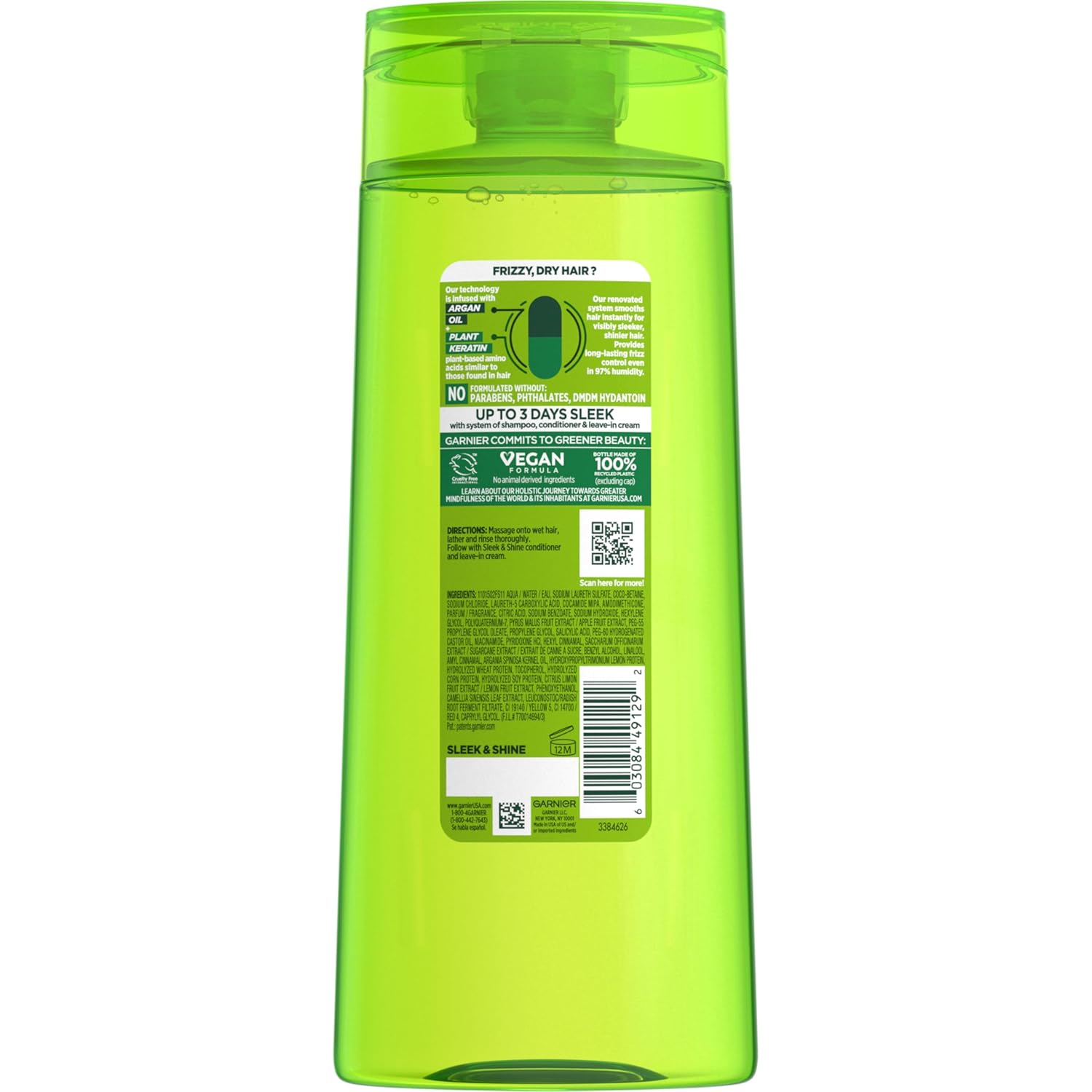 Garnier Fructis Sleek & Shine Leave-In Cream – Portable Frizz Control for Travel, Gym & Adventure