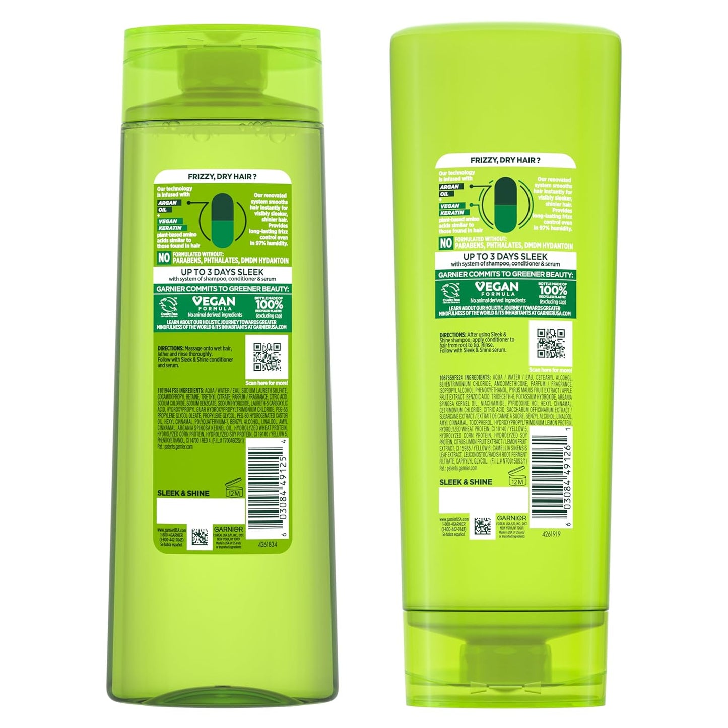 Garnier Fructis Sleek & Shine Set – Thoughtful Birthday Gift for Women with Frizzy Hair, Argan Oil Duo