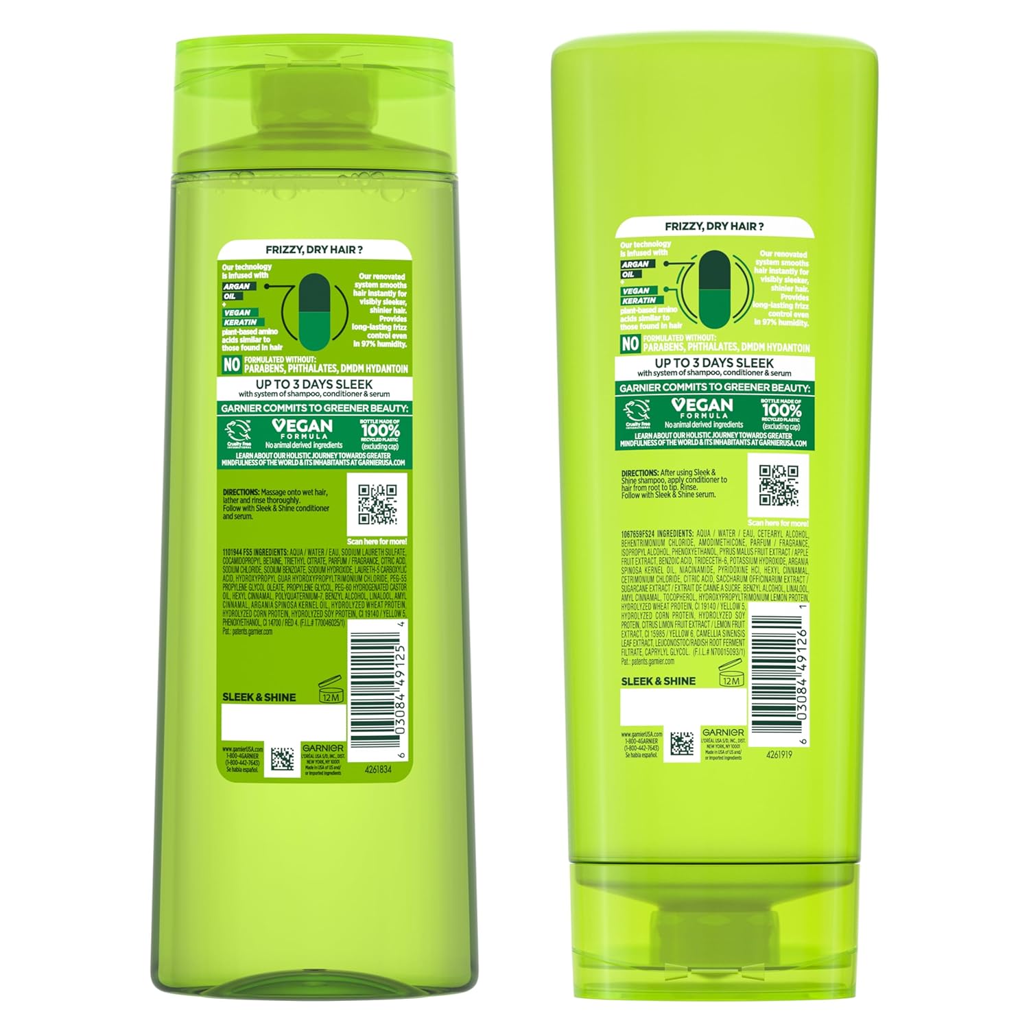 Garnier Fructis Sleek & Shine Set – Thoughtful Birthday Gift for Women with Frizzy Hair, Argan Oil Duo