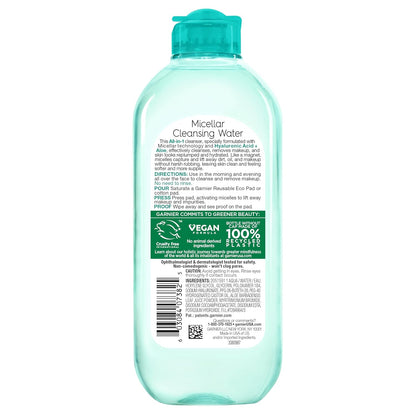 Garnier Micellar Water with Hyaluronic Acid – Clutter-Free Vanity Cleanser for Intentional Bathrooms, No-Rinse Single-Step Formula