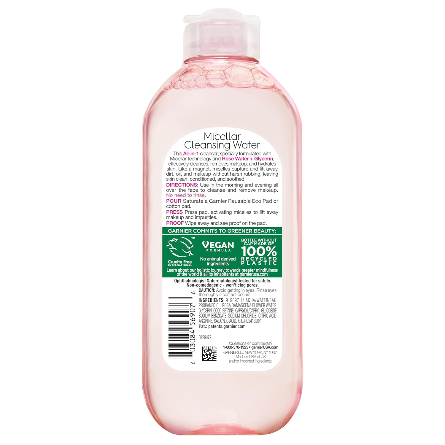 Garnier Micellar Water with Rose Water & Glycerin – Premium Hydrating Facial Cleanser, Elegant Daily Ritual