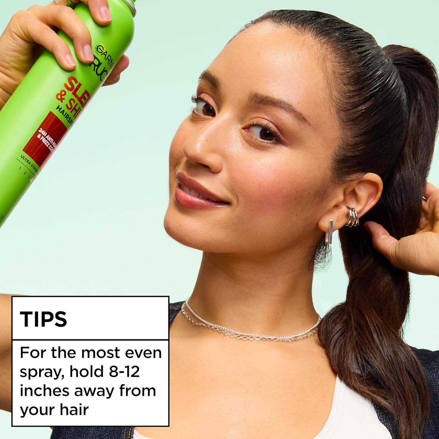Garnier Sleek & Shine Premium Hairspray – Luxury Anti-Frizz Finishing Spray with Botanical Bamboo