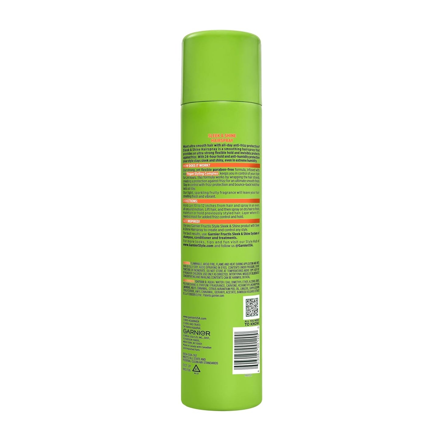 Garnier Sleek & Shine Premium Hairspray – Luxury Anti-Frizz Finishing Spray with Botanical Bamboo