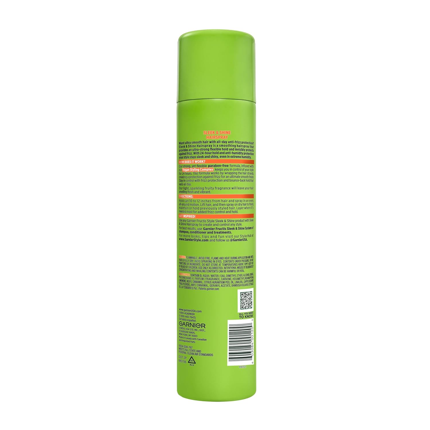 Garnier Sleek & Shine Premium Hairspray – Luxury Anti-Frizz Finishing Spray with Botanical Bamboo