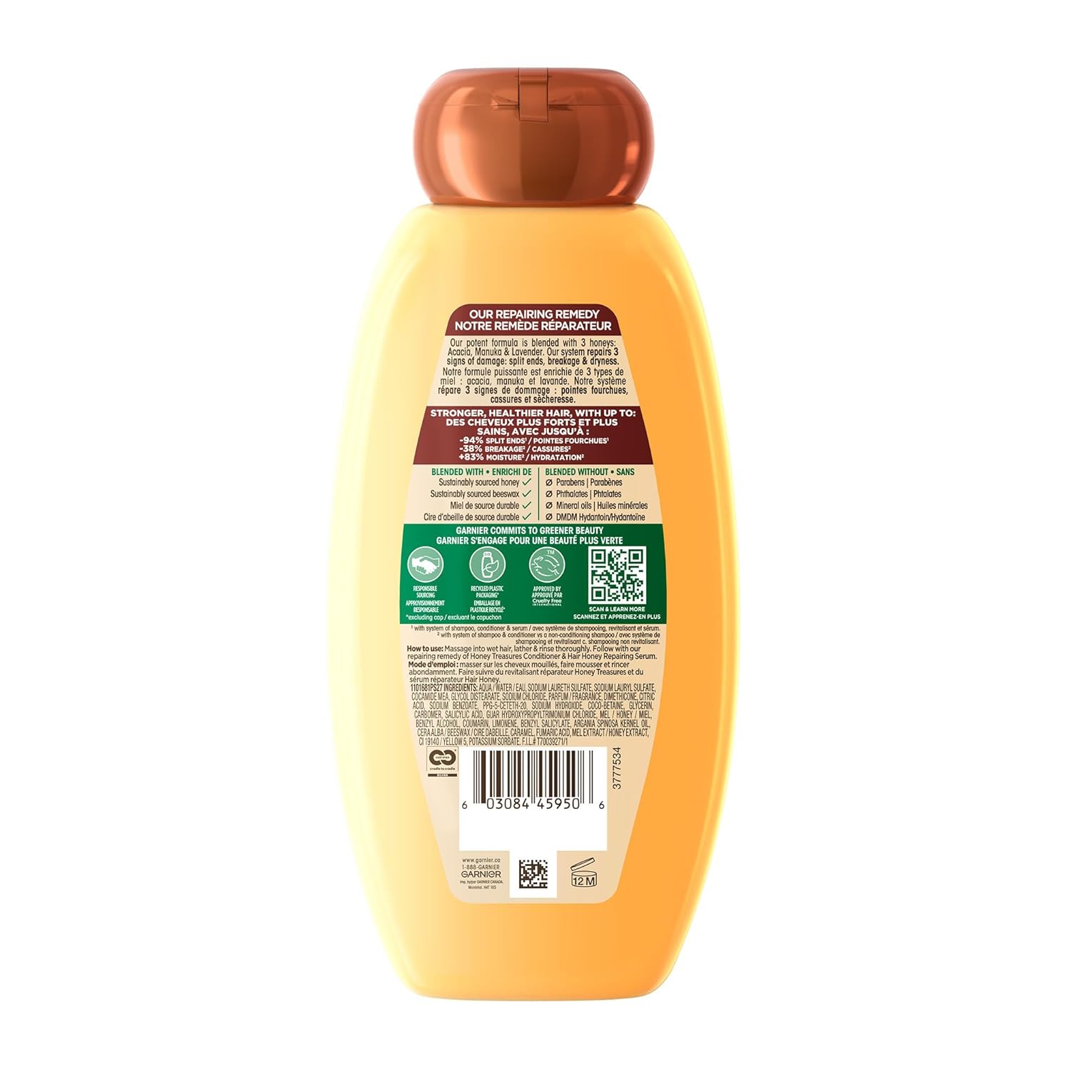 Garnier Whole Blends Honey Treasures Repairing Shampoo Gift Set – Self-Care Present for Her
