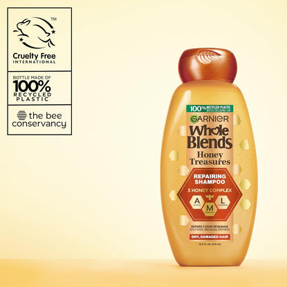 Garnier Whole Blends Honey Treasures Repairing Shampoo – Premium Honey-Infused Hair Repair, Elegant 2-Pack for the Refined Home
