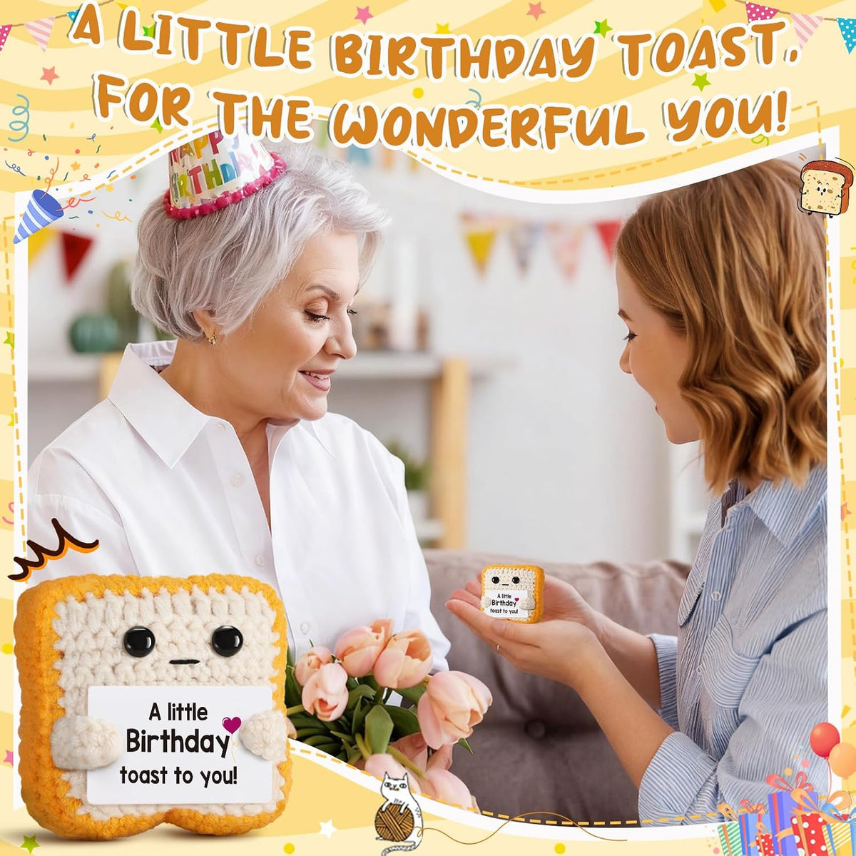 Gentle Polyester Crochet Toast – Warm Hug-in-a-Gift Decor for Stress Relief Corners and Comfort Displays