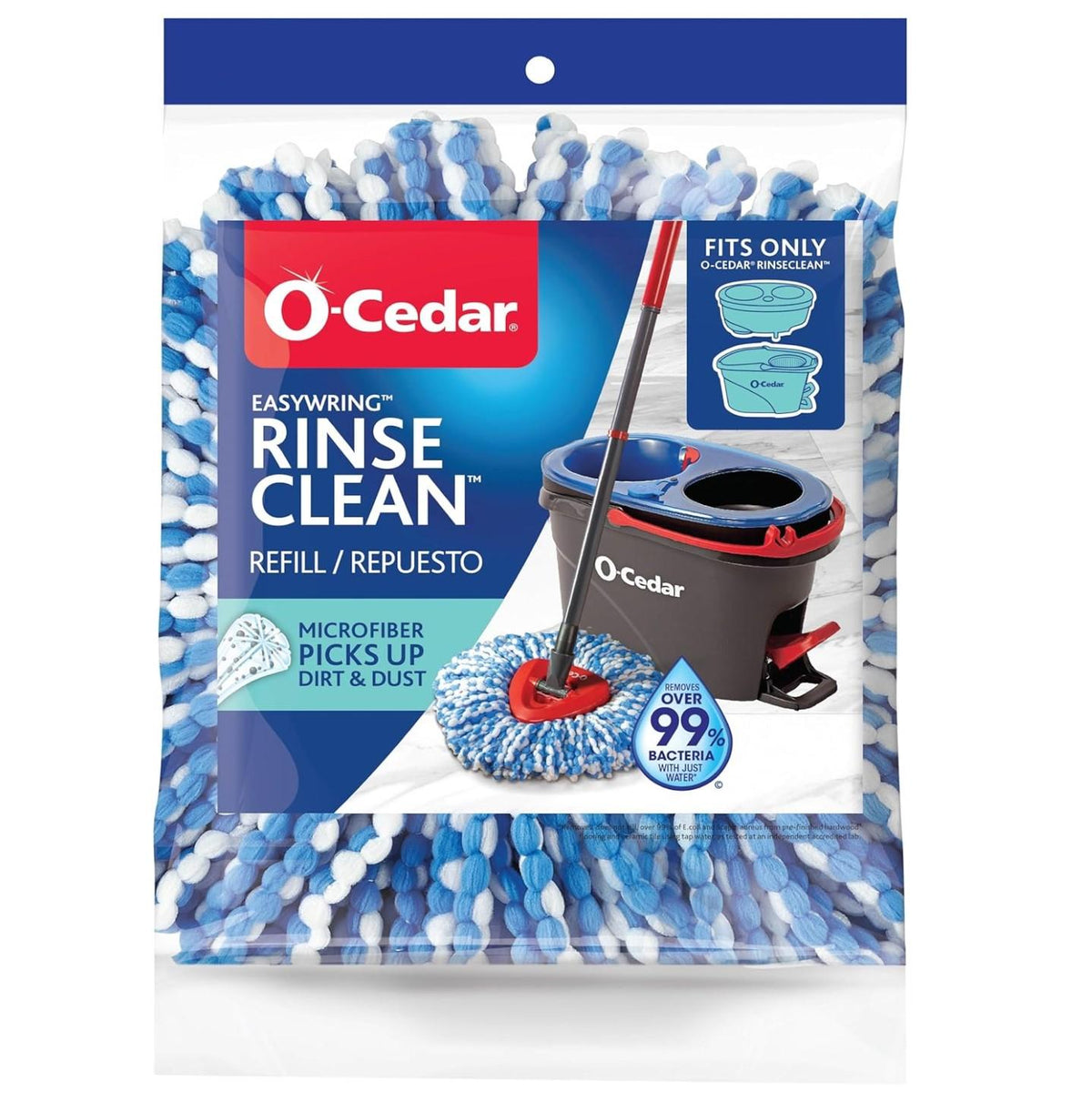 genuine o-cedar microfiber refill, engineered exclusively for the easywring rinseclean spin mop & bucket system
