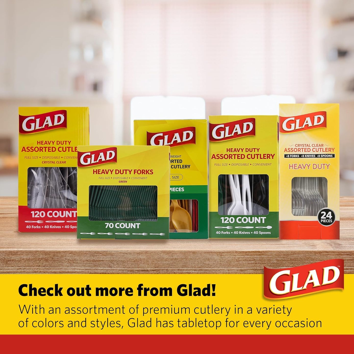 Glad Clear Disposable Cutlery Set – Portable Backyard Party Utensils for Patio Dining and Outdoor Buffets