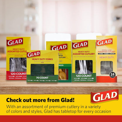 Glad Clear Disposable Cutlery Set – Portable Backyard Party Utensils for Patio Dining and Outdoor Buffets