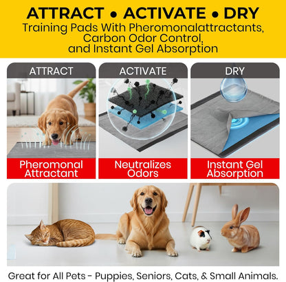 Glad for Pets Black Charcoal Puppy Pads - Hygienic Anti-Microbial Liner for Whelping and Recovery Pens, 30 Count