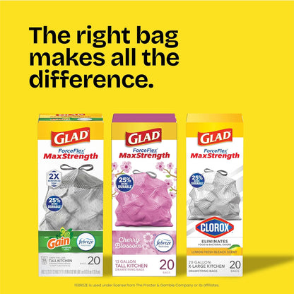 Glad ForceFlex MaxStrength 13 Gal Trash Bags — LeakGuard and RipGuard Bags That Prevent Messy Floor Spills in Family Kitchens, 90 Count