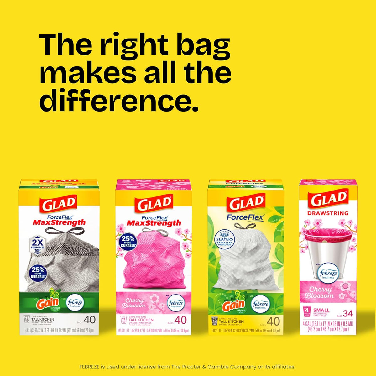 Glad ForceFlex Tall Kitchen Trash Bags 13 Gallon Gain – RipGuard Leak Protection for Kid- and Pet-Safe Kitchens