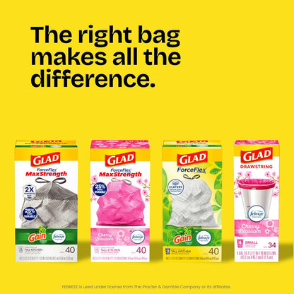 Glad ForceFlex Tall Kitchen Trash Bags 13 Gallon Gain – RipGuard Leak Protection for Kid- and Pet-Safe Kitchens