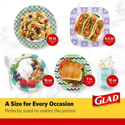 Glad Heavy Duty Paper Plates – Zero Dishwashing Paper Plates for Office Break Rooms and Conference Lunches, 100 Count