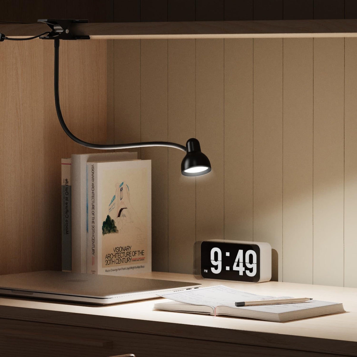 Glocusent Eye-Caring Reading Light - Wind Down Bedtime Ritual Lamp, Warm 3000K Flicker-Free Gooseneck Bedside Light