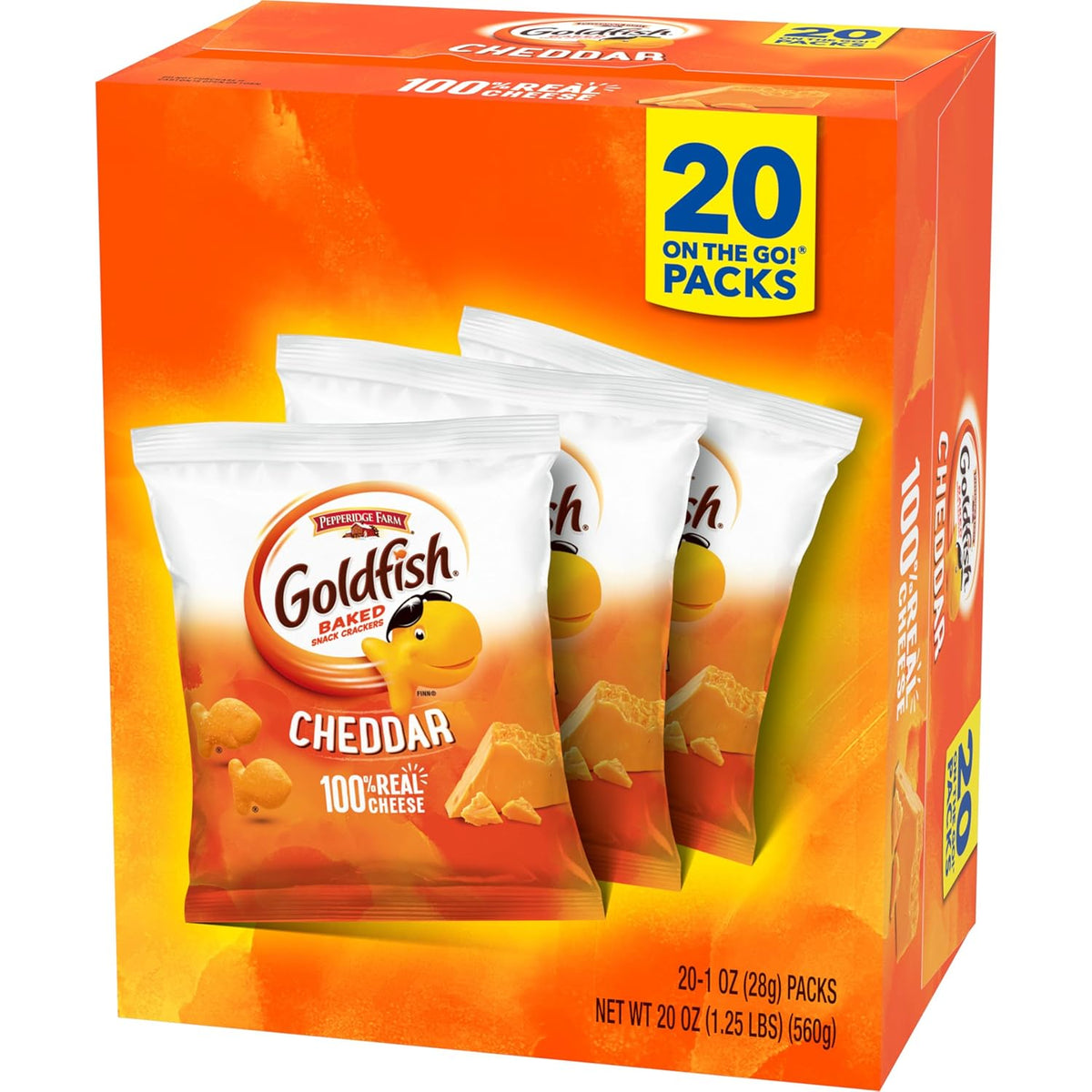 Goldfish Cheddar Cheese Crackers – Soccer Practice Sidelines Snack for Kids, 1 oz Portable Packs
