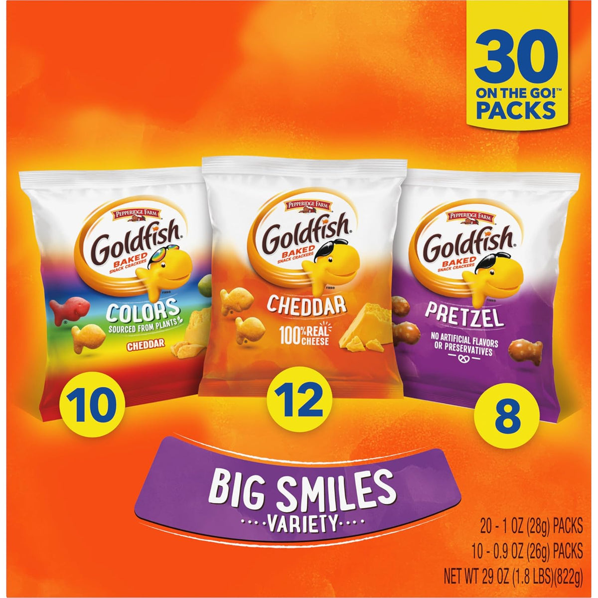Goldfish Halloween Edition Cheddar Crackers – Lunchbox Side and Sandwich Pairing for Kids, 27.3 oz