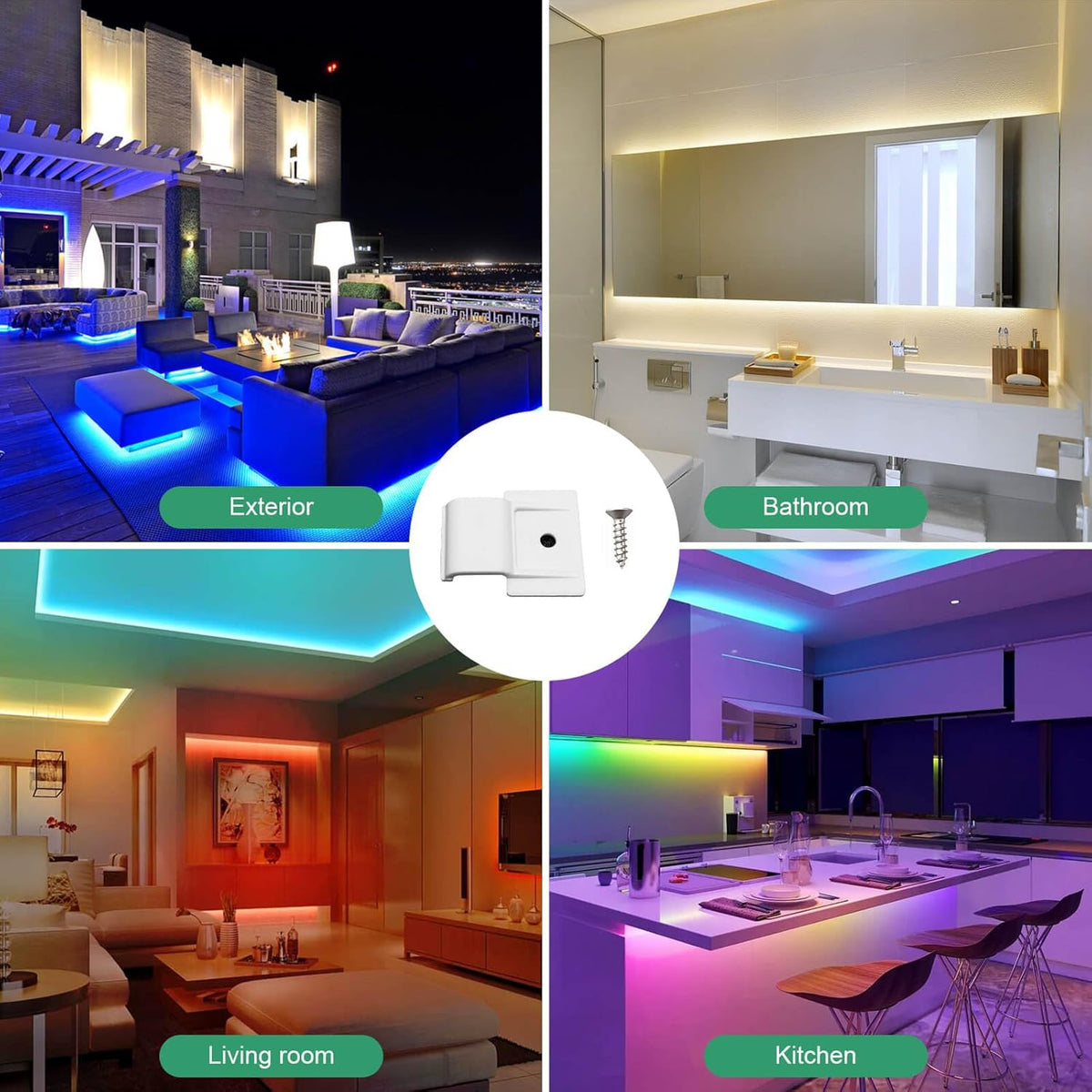 Govee Light Strip Clips for Stylish Interiors – Flush-Mount Brackets for Media Room and Under-Cabinet LED Setups (100 Pack)