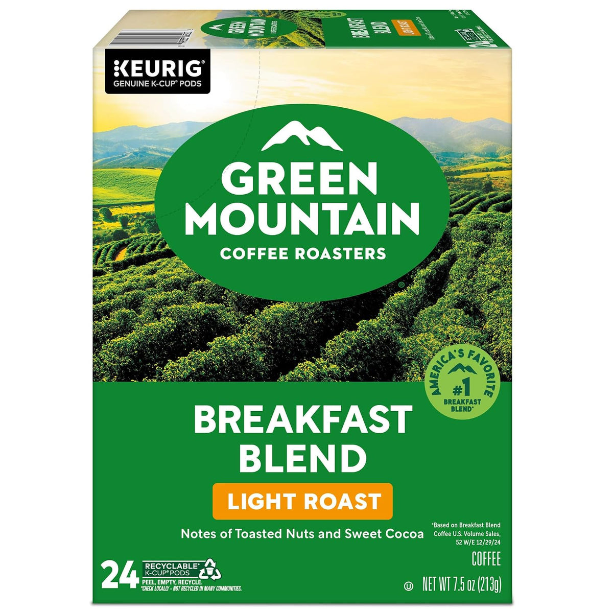 Green Mountain Coffee Roasters Breakfast Blend K-Cup Pods – Responsibly Sourced Coffee for Daily Wellbeing Rituals, 96 Count