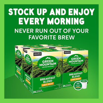 Green Mountain Coffee Roasters Breakfast Blend K-Cup Pods – Responsibly Sourced Coffee for Daily Wellbeing Rituals, 96 Count