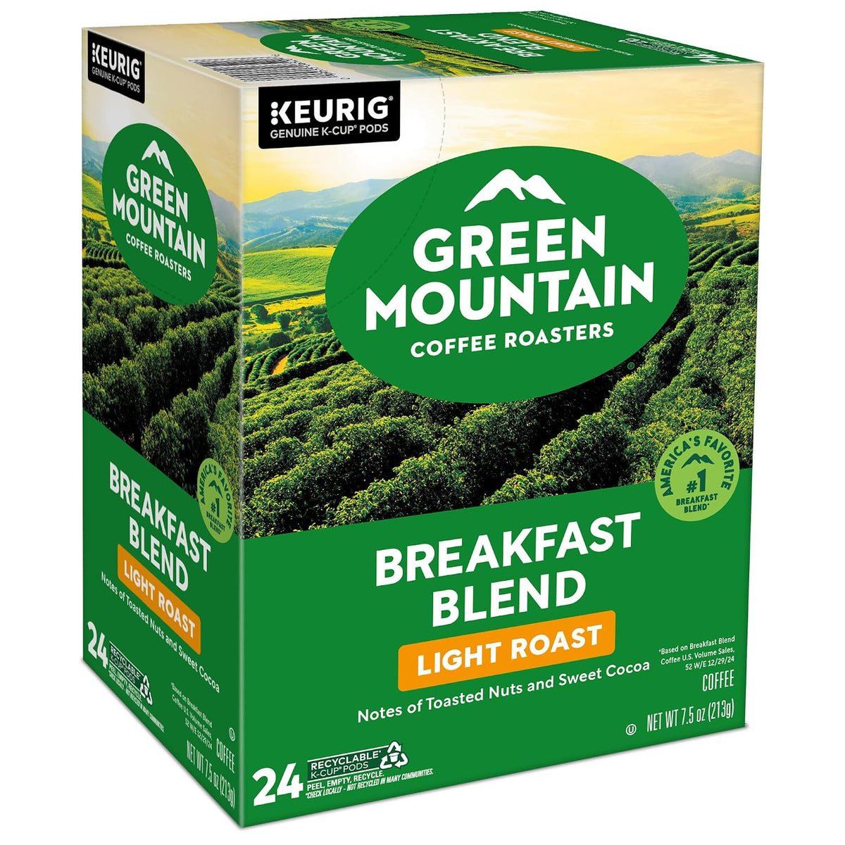Green Mountain Coffee Roasters Breakfast Blend K-Cup Pods – Responsibly Sourced Coffee for Daily Wellbeing Rituals, 96 Count