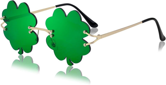 green shamrock and four-leaf clover shaped frame design
