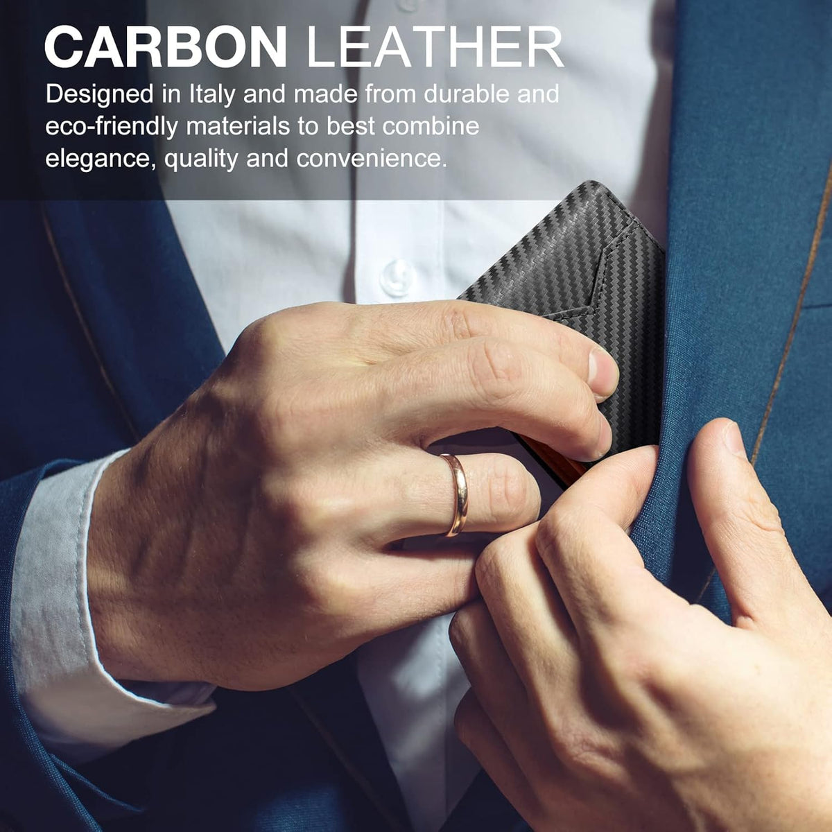 GSOIAX Premium Carbon Fiber Wallet – High-End Leather Bifold for the Discerning Gentleman